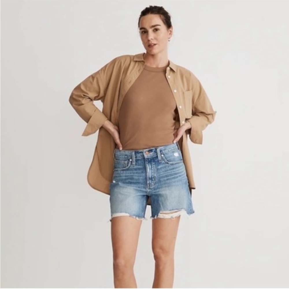 Madewell Relaxed Mid-Length Denim Shorts NJ055 31 distressed